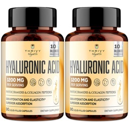 19-em-1 Cápsulas de Ácido Hialurônico - Ácido Hyluranic 1200 mg, com Colágeno Peptídeos, Vitamina C, Fitoceramidas - para a pele, olhos, Gastrointestinal, Apoio Ossos (2 embalagem)