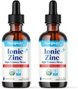 LIQUIDHEALTH USDA Orgânico Zinco Iônico Gotas de alta potência - Traço mineral líquido Suplemento de vitamina para adultos, Crianças - Imune & Suporte Digestivo, Pele & Ferida Saúde - EUA Made, Vegan, Não-GMO (2 Pack)