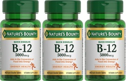 Vitamina B-12 5000 mcg, 40 comprimidos de dissolução rápida (Pacote de 3)