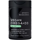 Esportes Pesquisa Vegan Omega-3 com Vitamina D3 Softgels - 1020mg Omega-3 & 5000iu D3 Suplemento - Óleo de peixe alternativa com Vitamina D Baseado em plantas Suporte de óleo de algas - 60 Vegetaggie Softgels para adultos