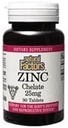 Fatores naturais - Quelato de zinco 25mg, Suporte para a pele saudável e Imune Função, 90 comprimidos