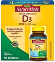Natureza Vitamina D-3 5000UI 220 Count Softgels