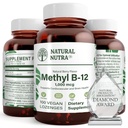 Natural Nutra Vegan Metil B12 1000mcg, Saúde do coração e suplemento de reforço de energia, Sem glúten, Suporte Transformação de energia, Melhorar a resposta imunitária, Ajuda função do cérebro, 100 Vegan Lozenges