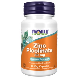 NOW Foods Supplements, Zinc Picolinate 50 mg, Suporta Funções de Enzima*, Imune Support*, 30 Veg Cápsulas