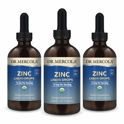 Dr. Mercola Zinc Liquid Drops - Suporta Imune & Organ Health - 15 mg Orgânico Zinc Liquid Drops - USDA Organic - NSF Certified - Non-GMO, Gluten-Free & Soy-Free - 3,88 fl oz (3 Pack)