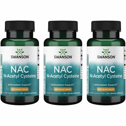 Swanson NAC - N- Acetil Cysteine - Suplemento 600 mg 100 Cápsulas (3 Embalagem)