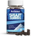 Shilajit Gummies 1000 MG, Suplemento Orgânico Shilajit, 85+ Trace Minerals, com Ashwagandha, Cogumelo - Energia, Cérebro, Apoio Imunidade, para Homens e Mulheres - 60 Contagem