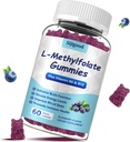 Gummies L-Metilfolato com Metil B12 - Empoderar o humor, Otimizar a saúde cerebral e fortalecer o sistema imunológico. Blueberry Flavor 60 Conde.