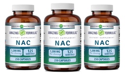Fórmulas surpreendentes NAC 600 Mg Suplemento N-Acetyl Cysteine Cápsulas Não-GMO Glúten Grátis □ Made in USA (3 Pack, 250 Count)