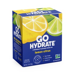 GoHydrate Instant Hydration Powder Packets - Low Sodium Electrolytes Drink Mix - Natural Hydration Support, Sugar Free Electrolyte Flavored Powder Drink with Vitamina D, 30 Packs, Limão Citrus