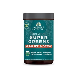 Nutrição antiga Supergreens Alkalize & Detox Powder, Superfood orgânico em pó feito de frutas, vegetais e ervas reais, para apoio digestivo e energético, 25 Servings, 7,5 oz