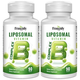 Complexo lipossomal B projetado para alta absorção B Vitaminas com Choline Inositol B1, B2, B3, B5, B6, Biotina, Folato, Metilado B12- Imune, Energia, Cérebro e Coração Suporte 180 Softgels