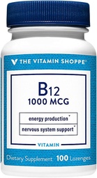 A Vitamina Shoppe Vitamina B12 1.000mcg - Suporta Produção de Energia, Uma vez Suplemento Dietário Diário - Vitamina B-12 (As Cyanocobalamina), Gluten & Dairy Free (100 Lozenges)