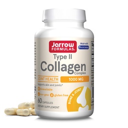 Jarrow Formulas® Tipo II Complexo de Colágeno 1000 mg Suplementos, Suporta a Pele e a Saúde Conjunta, 60 Cápsulas, Fonte de 30 dias