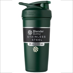 BlenderBottle Sport garrafa shaker de aço inoxidável isolado com fio Whisk, 24-ounce, Floresta – Shakes Protein & Hydration para atletas e fitness entusiastas, fácil de misturar, mantém bebidas frias, tampa bloqueável