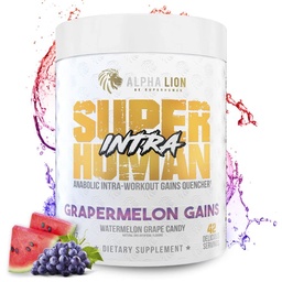 ALPHA LION Pó de treino intra-humano para homens e mulheres, Aminoácidos Bebida, Suplemento de recuperação muscular, BCAA Pó, Eletrolitos e Hydration Mix (42 Servings, Melancia sabor doce de uva)
