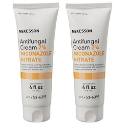 Creme Antifúngico McKesson, Nitrato de Miconazol 2% - Alivia Coceira, Queimadura, Rachando de Jock Coceira, Ringworm e Pé de Atleta - 4 oz., 2 Contagem