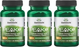 Swanson pico de força máxima Suplemento ATP-Natural que promove suporte energético celular-apoia o desempenho físico e promove o apoio saudável do fluxo de sangue-(30 cápsulas Veggie, 400mg cada) 3 Pack