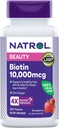 Natrol Biotin 10000 mcg, Strawberry Flavor, comprimidos de dissolução rápida, força extra, 250 contagem