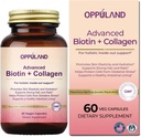 Biotina e Colágeno Suplementos-Biotina 5000 mcg + Colágeno para Mulheres Suporta Cabelo Forte, Nails & Cápsulas de pele saudável-60 Veggie