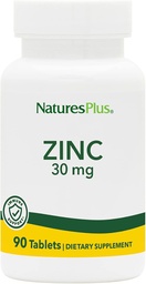 NaturesPlus Zinc Tablets - 30 mg, 90 comprimidos vegetarianos - Imune System Supplement for Cellular Growth & Repair - Promove Digestion saudável, Metabolismo & Visão - Gluten-Free - 90 Servings