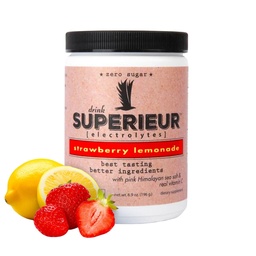 Eletrólitos de superieur–Suplemento de eletrolítico baseado em planta w/Sea Minerals para Hydration & Recovery–Keto Friendly, Não-GMO, Açúcar Zero, Vegan Healthy Sports Drink Powder–Strawberry Lemon(70 Serv)