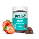 BeLive Biotin Gummies com MultiVitaminas, Folato, Inositol – Suporta o crescimento do cabelo, Pele saudável & unhas – Vegan, Pectina com base – Morango sabor (1)