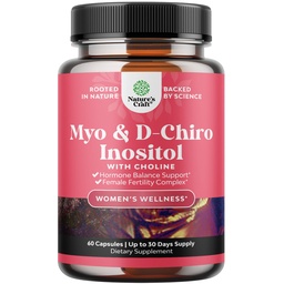 Myo-Inositol & D-Chiro Inositol Suplemento para Mulheres - Suplemento de Colina para Regular Ciclo Menstrual, Fertilidade e Equilíbrio Hormonal - Cápsulas de equilíbrio Hormônio Mulheres com Myo & D-Chiro - 60 Caps