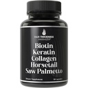 Biotina (5000mcg), Queratina, Colágeno, Rabo de Cavalo, Serra Palmetto – 5-em-1 Suplemento de Crescimento de Cabelo e Vitaminas para Mulheres e Homens, Cápsulas de Bloqueador DHT para Thinning - Vitaminas de Crescimento de Cabelo