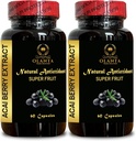 ACAI Berry Extract - Açai Berry Diet Cápsulas, Açai Berries Superfood, Vitamina Water açai Blueberry, açai Berry Fruit Pills - 2 Garrafas 120 Cápsulas