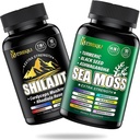 Sea Moss and shilajit Bundle - 90 Contagem - Sea Moss, Black Seed Oil, Ashwagandha, Turmeric & Shilajit, Burdock, Bladderwrack 21 em 1 Suplementos (2 Embalagens) Brown-2