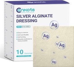 Alginato de prata conkote Alginate Alginate Dressing Pads 2” x 2”, 10 Pack, Não-Stick Padding Ag Patches, Altamente Absorvente para Úlcera de Pressão, Dor na Cama e Pé Diabético Ulcer