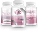 Biotin 10.000MCG Cápsulas Crescimento do cabelo para mulheres e homens - Vitamina B7 comprimidos - Suplemento de alta potência para unhas de pele saudável e transplante de cabelo