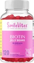 Heartland Pharma Biotin 10,000 MGC Feijões gelatinosos □ Cabelo, Pele & Nails Suporte □ Vegan, Gluten-Free, Não-GMO & Kosher Friendly □ Morango sabor □ 120 Contagem