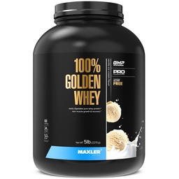 Maxler 100% Golden Whey Protein - 24g de proteína por serviço - Premium Whey Protein Powder para pré-pós-treino - rápido absorção Whey Concentrate, Isolate & Hydrolisate Blend - Vanilla Ice Cream 5 lb