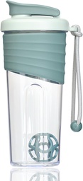 Protein Shaker Garrafa 24 onças – Teal Transparent Tritan com escala de medição, Silicone Grip & Teal Shaker Ball – Perfeito para batidos, smoothies e suplementos de proteínas
