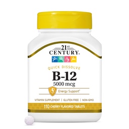 21o século B-12 5000 mcg, 110 comprimidos sublinguais com sabor de cereja, 110 contagem