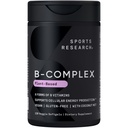 Sports Research® Vitamina B-Complexo - Espectro completo de vitaminas B com metilado B12 & Folato - Gluten Free · Baseado em plantas · Não-GMO · Fórmula Vegan-Amigo - 120 Veggie Softgels