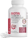 Bronson Biotin 10.000 MCG Lozenges rápida dissolução alta potência suporta cabelo, pele & unhas sabor misto Berry - Não-GMO, 180 Vegetarian Lozenges