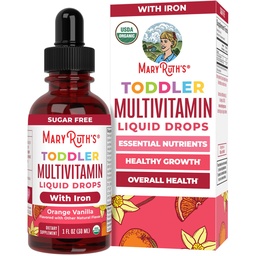 MaryRuth Organics CoComelon Toddler Crianças Multivitamin com ferro □ Apoio Imune □ Vitaminas Toddler □ USDA Orgânico □ Açúcar Livre □ gotas de líquido multivitamin para crianças Idades 1-3 □ Vegan □ 1 Fl Oz