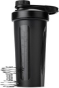 Sr. Garrafas Pen- Shaker para Misturas de Proteínas com Twist Cap, 28 onças, Black Protein Shaker Garrafa com Wire Whisk Ball, Shaker Cup, Mixer Garrafa