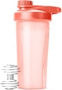 Mr. Pen- Shaker garrafa para misturas de proteína, 28 onças, Coral rosa com tampa Twist e fio Whisk Ball, copo misturador para batidos