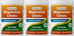 Melhor Natural Citrato de magnésio em pó 1 libra (1 LB (Pacote de 3))