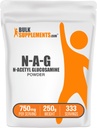BulkSuplementos.com N-Acetil Glucosamina Pó - NAG Pó, Glucosamina 750mg, Suplemento Nutricional - Sem glúten, 750mg de por serviço, 250g (8,8 onças) (Pacote de 1)