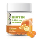 Chicletes de biotina chave da natureza com vitamina C e E, apoiar o crescimento de unhas de cabelo & bela pele para mulheres homens e crianças, Vegan, laranja sabores 60 Conde