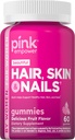 PINK Hair Skin Nails Gummies 60 Count Mais Colágeno e Biotina Não-GMO e Gluten Free Vitaminas para Mulheres