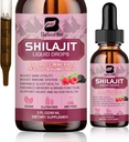 Shilajit Resin Líquido Drops Orgânico Shilajit 85+ Trace Minerals Complexo com Ashwagandha, Açafrão, Ginseng, Suplemento Chaga para apoio à digestão, Energia Booster - Vegan