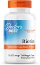 Médicos melhor biotina, Suporta cabelo, pele, & unhas, Não-GMO, Glúten livre, Soja livre, Vegan 120 Veggie Caps