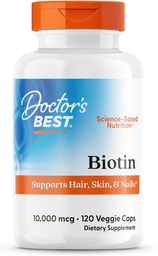 Médicos melhor biotina, Suporta cabelo, pele, & unhas, Não-GMO, Glúten livre, Soja livre, Vegan 120 Veggie Caps