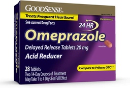GoodSense Omeprazol Release Atrasado Comprimidos 20 mg, Redutor de Ácido Estômago para Tratamento Frequente de Azia, 28 Contagem